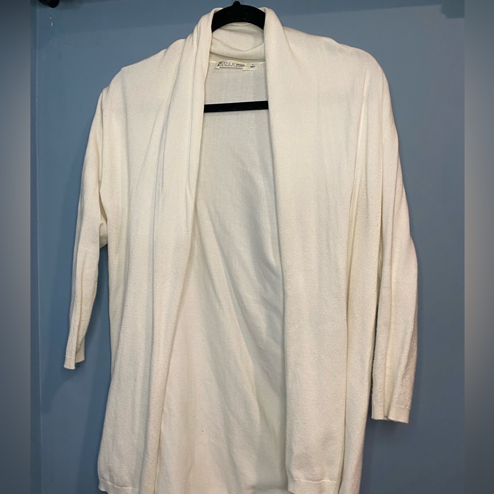 New York & Company White Women's Flyaway Cardigan size small